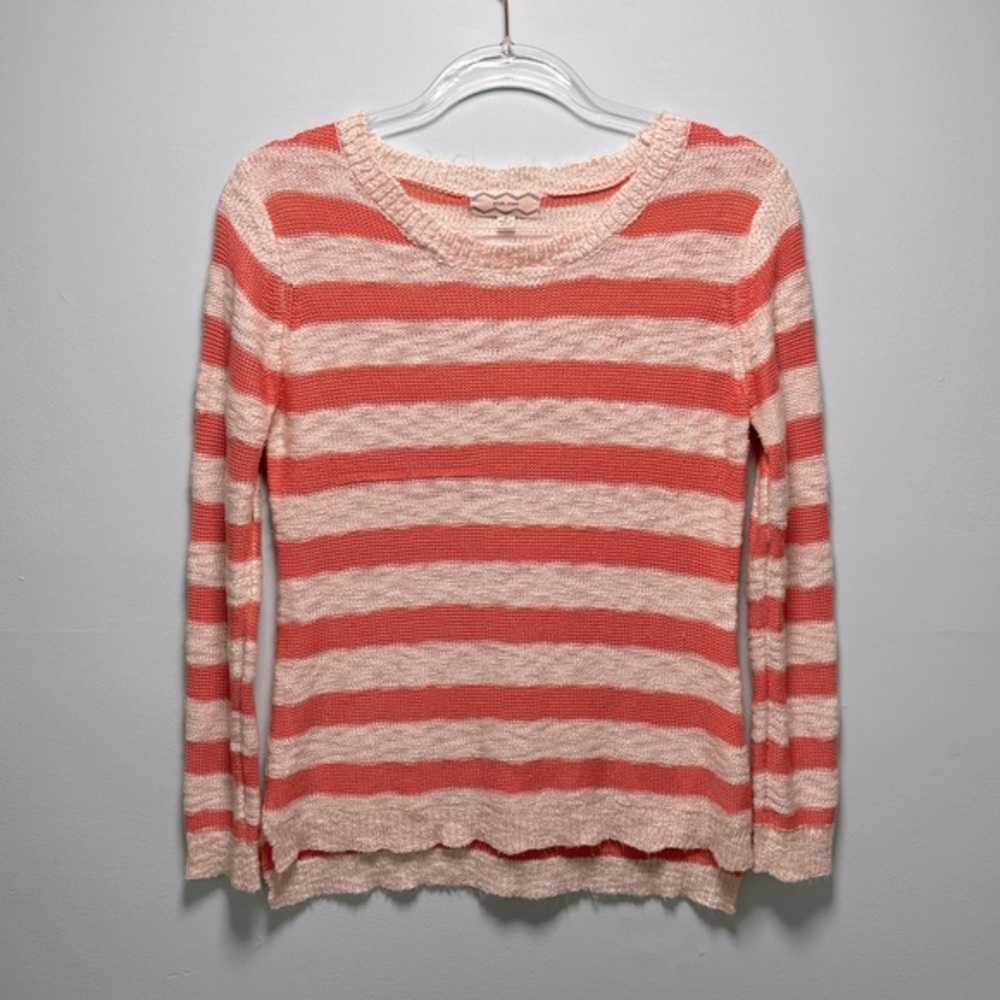 PINK ROSE- Women’s Striped Cotton Knit Tunic Sweater- Medium